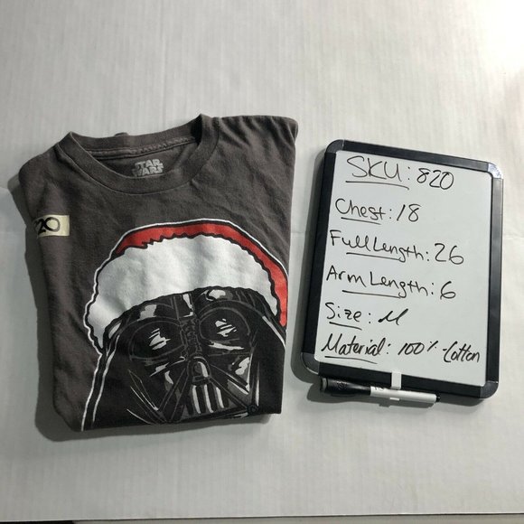 Mens Star Wars Size Medium Gray Darth Vader Christmas Funny Meme Shirt Holiday - Picture 6 of 6